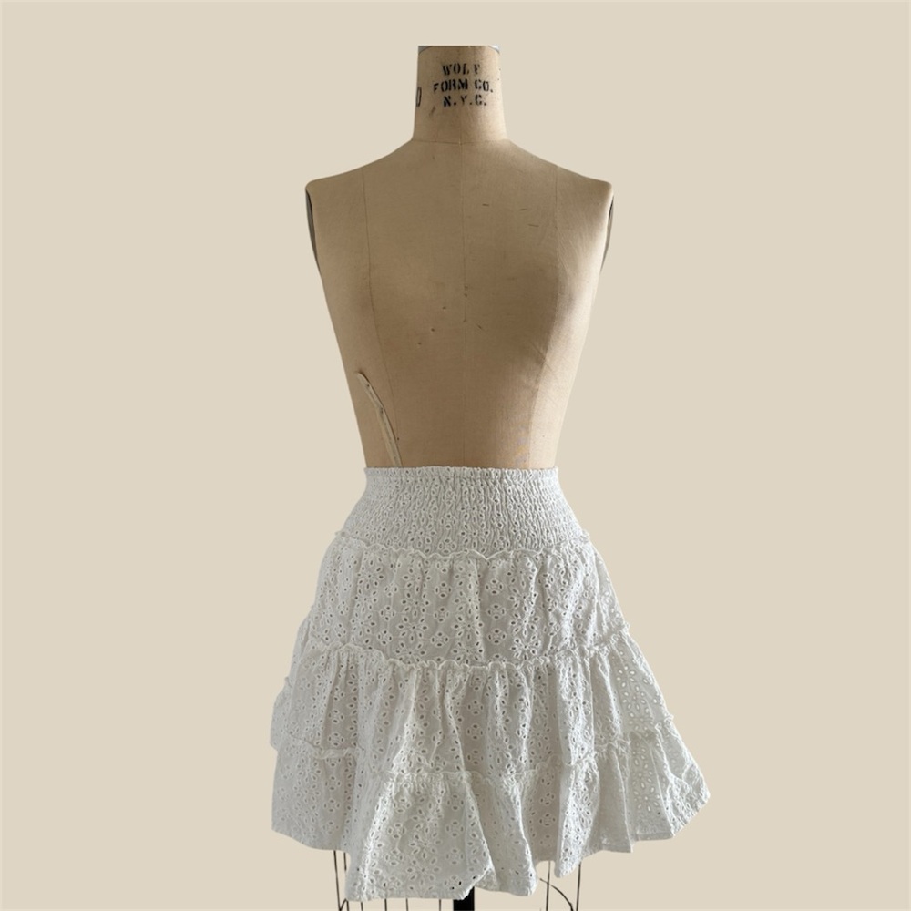 Elegant White Eyelet Skirt